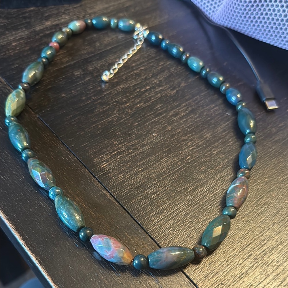 Beautiful stone and beaded necklace 925 silver